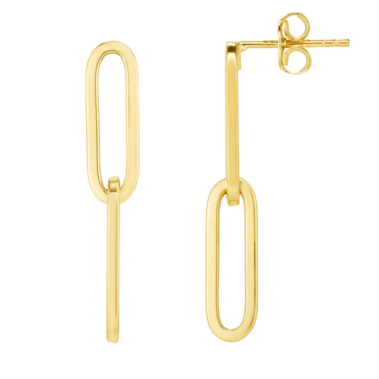 Royal Chain 14K Gold Two Link Paperclip Drop Earrings ER11278