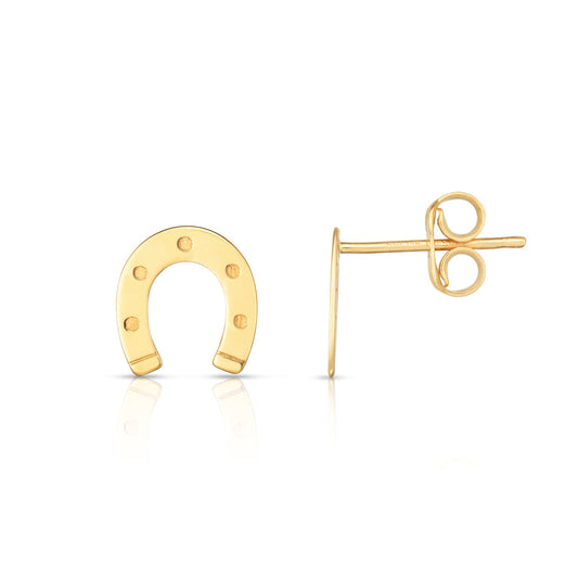 Royal Chain 14K Gold Horseshoe Stud Earrings ER11339
