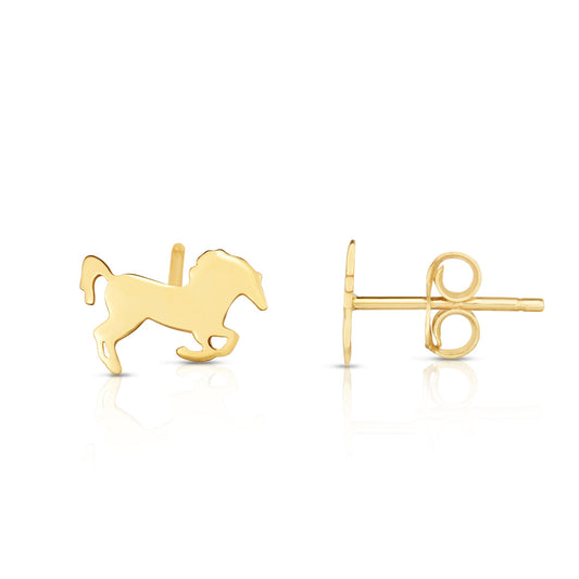 Royal Chain 14K Gold Horse Stud Earrings ER11379