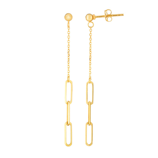 Royal Chain 14K Gold Dangle Paperclip Earrings ER11486