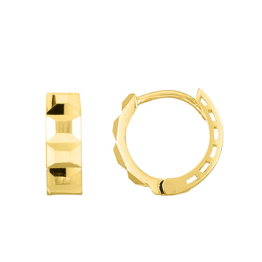 Royal Chain 14K Gold Faceted Huggie ER12006