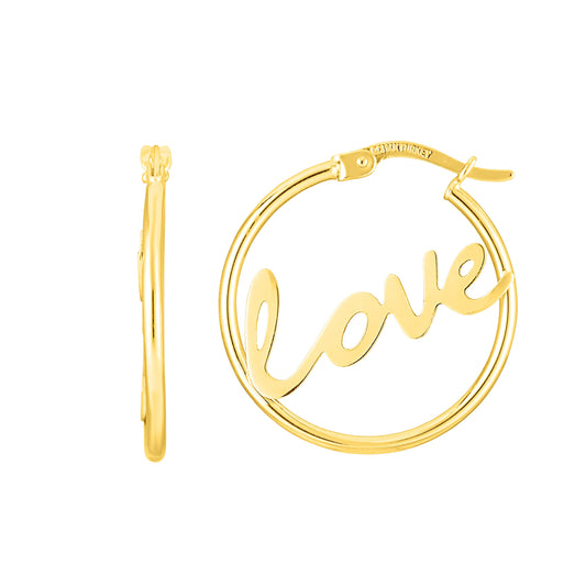 Royal Chain 14K Gold Love Hoop ER12022