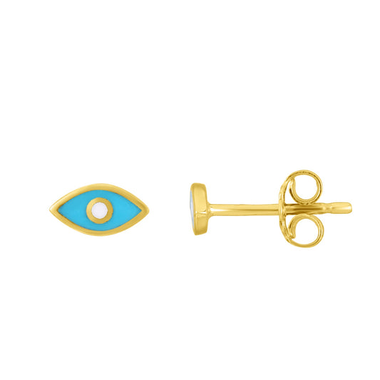 Royal Chain 14K Gold Evil Eye Blue Enamel Stud Earring ER12034