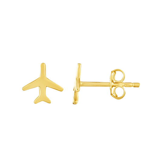 Royal Chain 14K Gold Polished Airplane Stud Earring ER12181