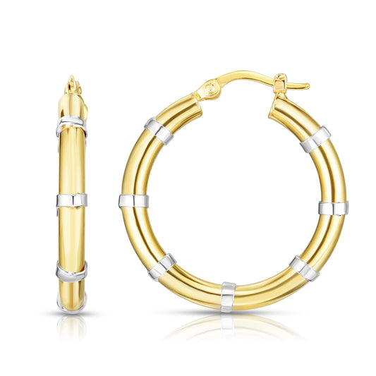 Royal Chain 14K Gold Diamond Cut Station Hoop Earring ER1250