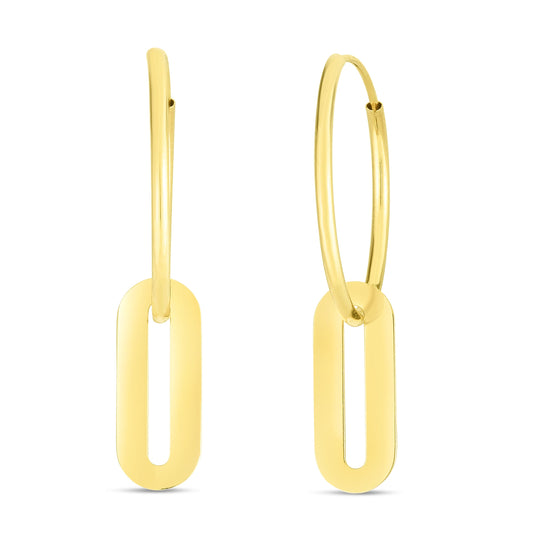 Royal Chain 14K Paperclip Hoop Drop Earring ER13256