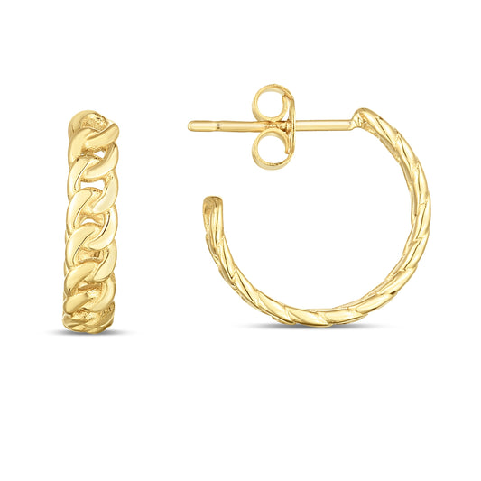 Royal Chain 14K Gold Curb Chain C-Hoops ER13322
