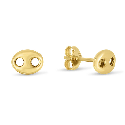 Royal Chain 14K Gold Mariner Link Button Earrings ER13796