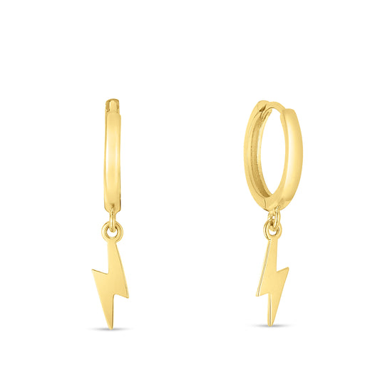 Royal Chain 14K Gold Lighting Bolt Drop Hoop Earrings ER13804
