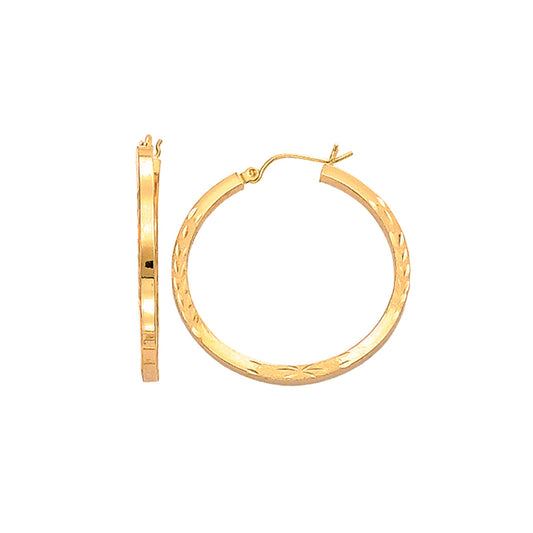Royal Chain 14K Yellow Gold Diamond Cut Hoop Earring ER170