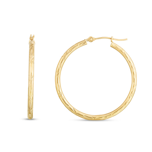 Royal Chain 14K Round 2mm Diamond Cut Hoops ER177694