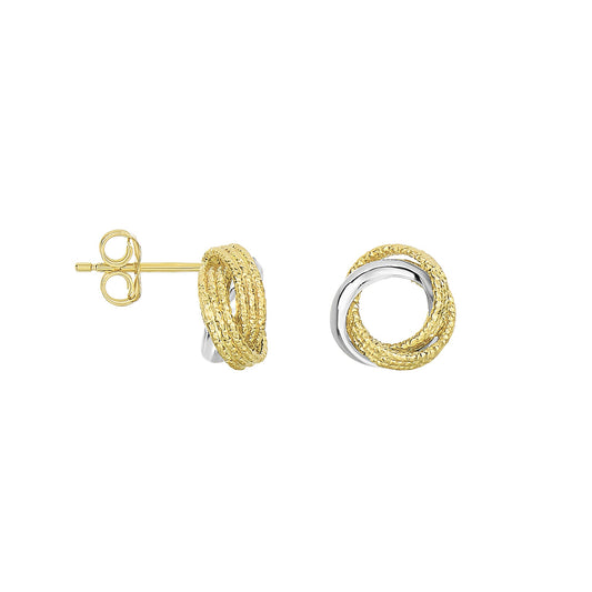 Royal Chain 14K Gold Diamond Cut & Polished Open Center Love Knot Stud Earring ER3916