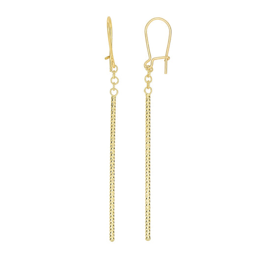 Royal Chain 14K Gold Diamond Cut Bar Linear Drop Earring ER4030