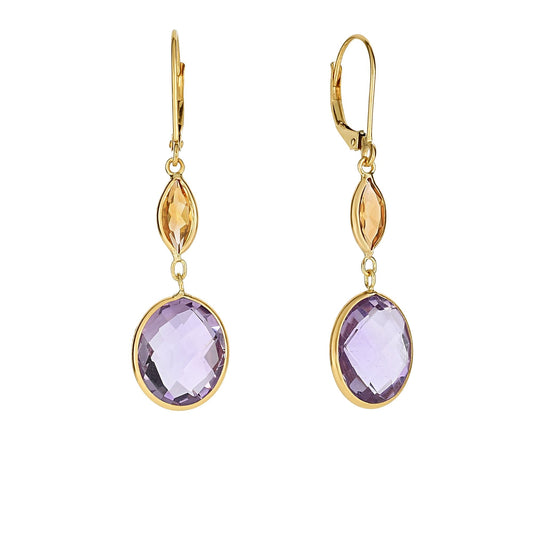 Royal Chain 14K Gold Semi-Precious Drop Earrings ER5052