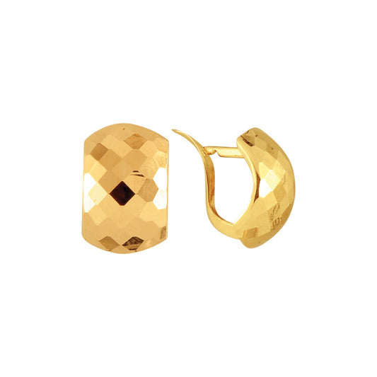 Royal Chain 14K Gold Faceted Huggie Earring ER533