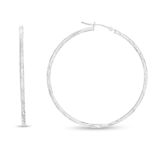 Royal Chain 14K Gold 2mm Diamond Cut Hoop Earring ER535