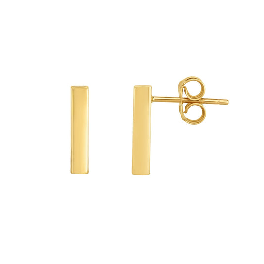Royal Chain 14K Gold Medium Polished Bar Stud Earring ER6169