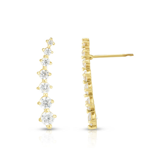 Royal Chain 14K Gold Graduated CZ Ear Climber ER8395
