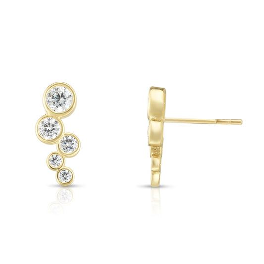 Royal Chain 14K Gold Bezel Set CZ Ear Climber ER8396