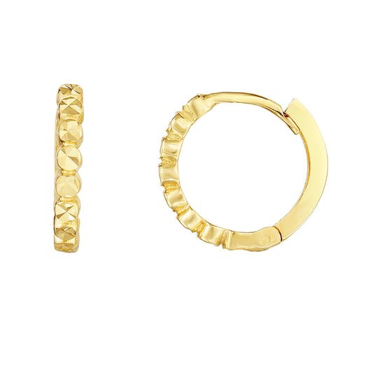 Royal Chain 14K Gold Round Diamond Cut Huggie Earring ER8635