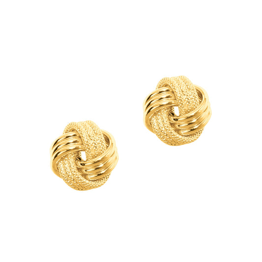 Royal Chain 14K Gold Polished & Diamond Cut Love Knot Stud Earring PR921