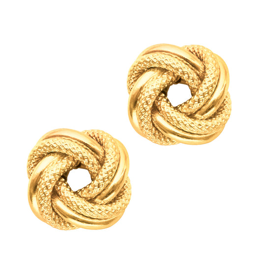 Royal Chain 14K Gold Diamond Cut & Polished Love Knot Stud Earring ER961
