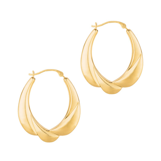 Royal Chain 14K Gold Polished Puffy Scalloped Back to Back Hoop Earring ER965