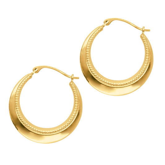 Royal Chain 14K Gold Bead Detail Back to Back Hoop Earring ER967