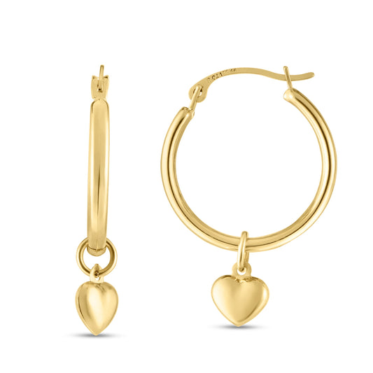 Royal Chain 14K Gold Dangle Heart Drop Earring ER968