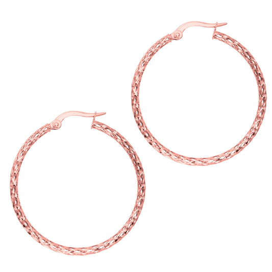 Royal Chain 14K Gold Diamond Cut Hoop Earring ER974