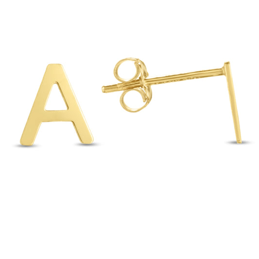 Royal Chain 14K Gold Initial A Stud Earring ERA11192