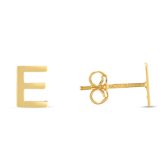 Royal Chain 14K Gold Initial E Stud Earring ERE11192
