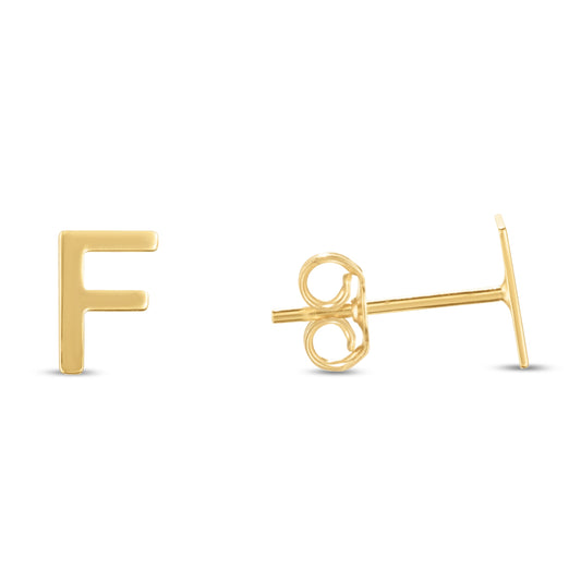 Royal Chain 14K Gold Initial F Stud Earring ERF11192