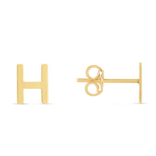 Royal Chain 14K Gold Initial H Stud Earring ERH11192