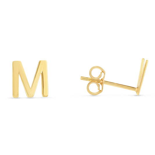 Royal Chain 14K Gold Initial M Stud Earring ERM11192