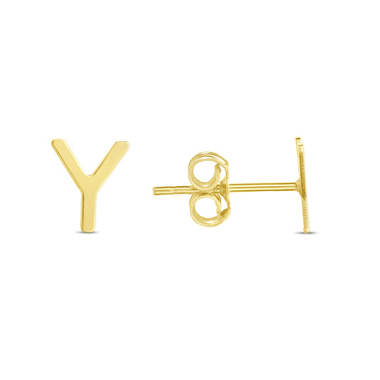 Royal Chain 14K Gold Initial Y Stud Earring ERY11192