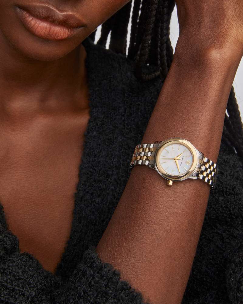 Alex Two Tone Stainless Steel 28mm Watch in Ivory Mother-of-Pearl 9608803563