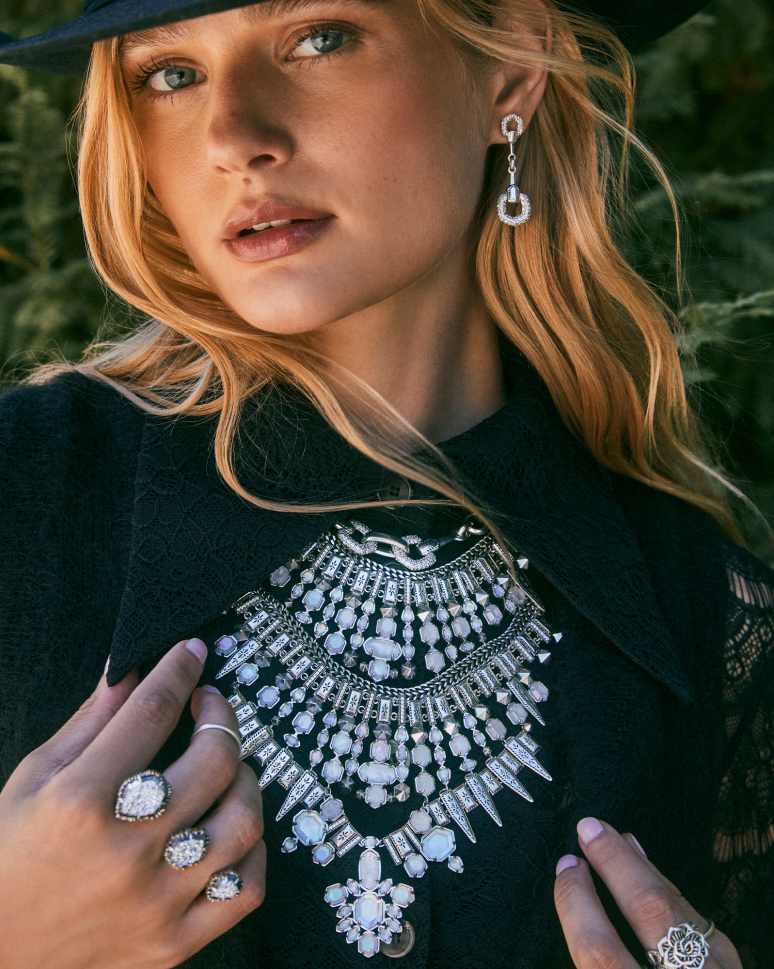 Kendra Scott Beau Vintage Silver Pave Linear Earrings in White CZ