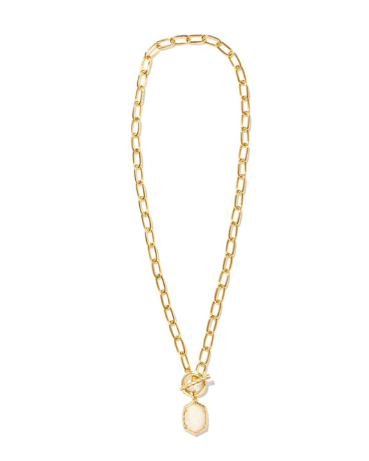 Daphne Convertible Gold Link and Chain Necklace in Ivory Mother-of-Pearl