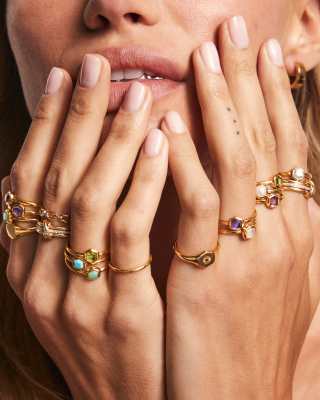 Davie 18k Gold Vermeil Band Ring in Turquoise 196088015071