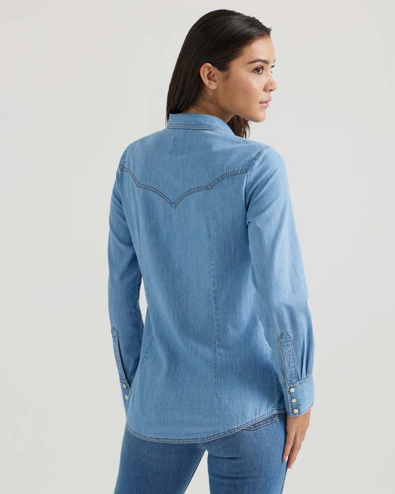Wrangler® x Yellow Rose by Kendra Scott Denim Western Shirt 196458414664