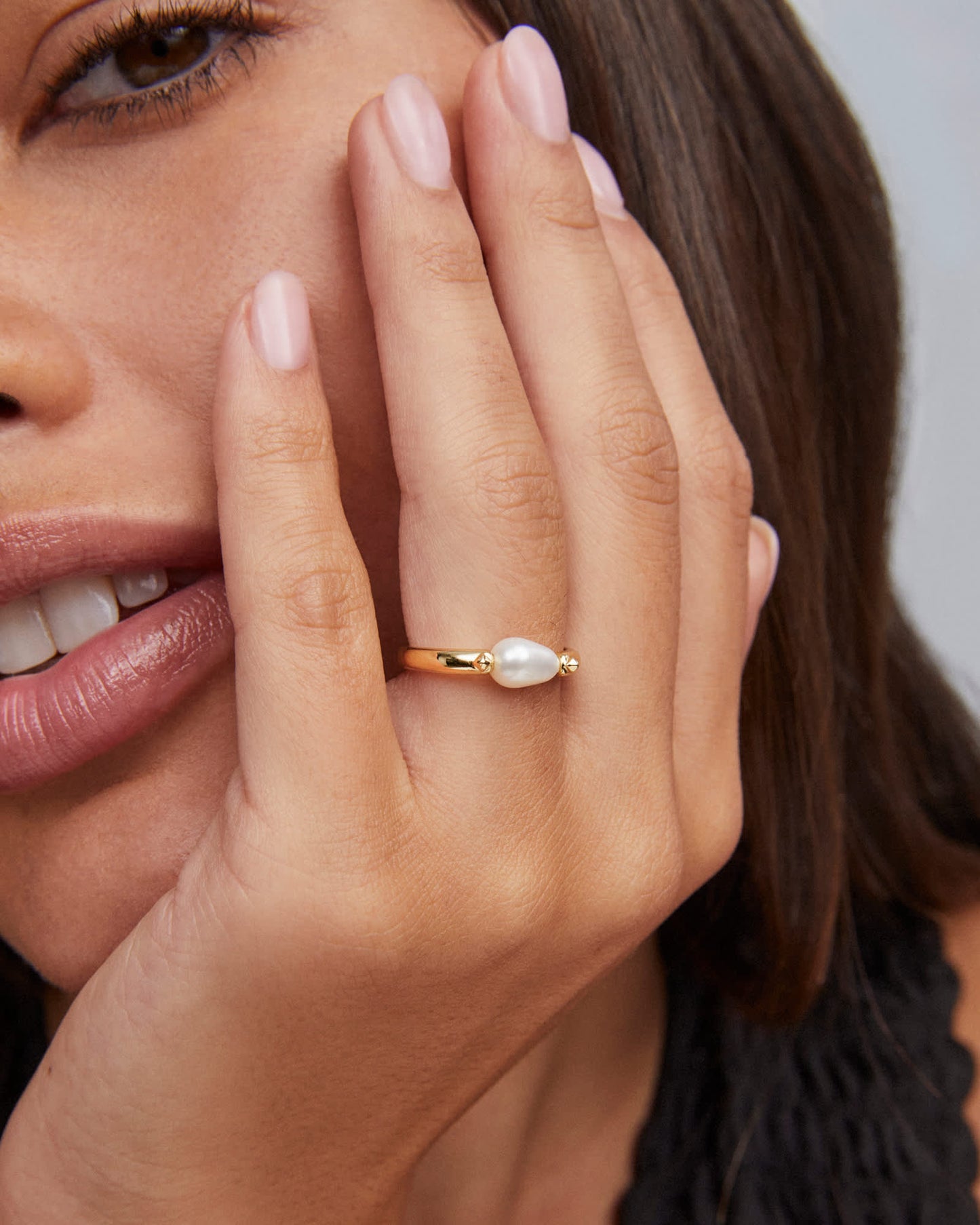 Leighton Gold & Silver Pearl Band Ring in Freshwater Cultured Pearl