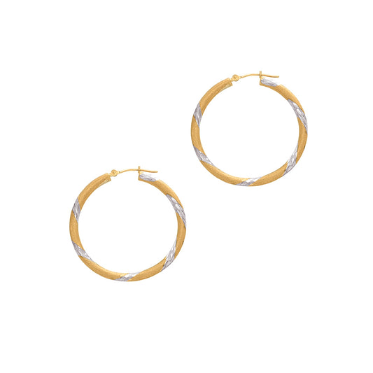 Royal Chain 14K Gold 3x30mm Hoop Earring LT259