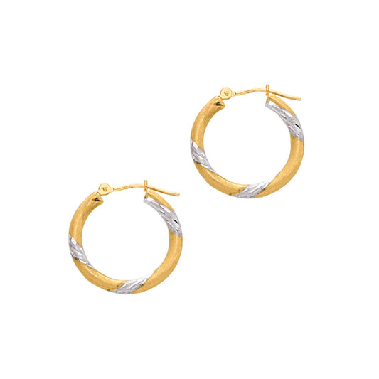 Royal Chain 14K Gold 3x20mm Hoop Earring LT261