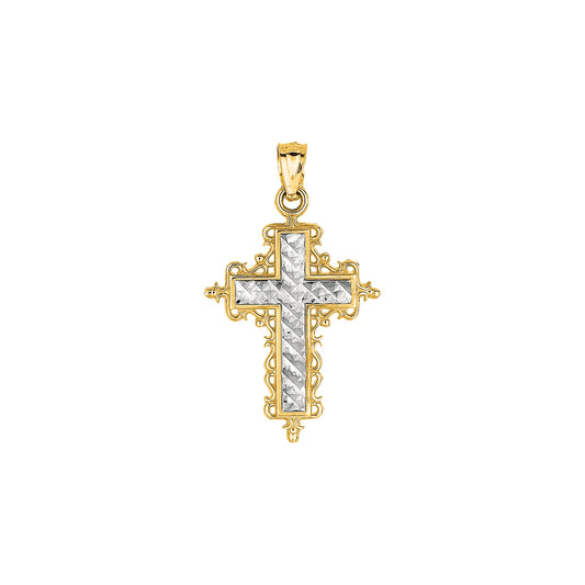 Royal Chain 14K Gold Small Diamond Cut Cross MD224