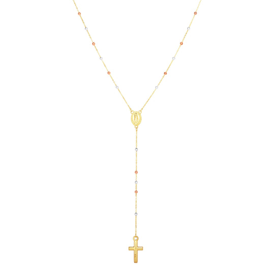 Royal Chain 14K Tri-color Gold Rosary Inspired Necklace MRC7169