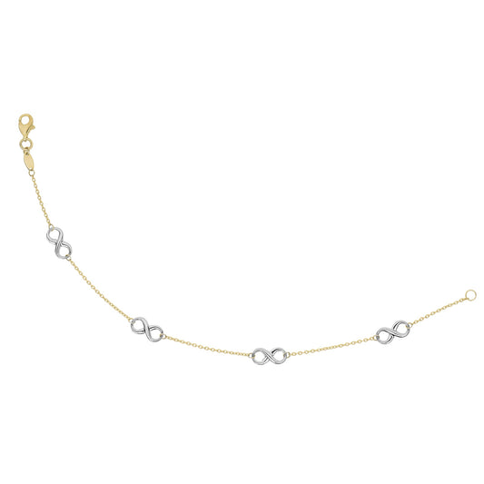 Royal Chain 14K Two-tone Gold Polished Infinity Station Bracelet N1990
