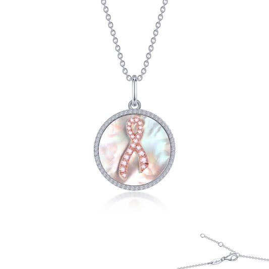 Lafonn Mother Of Pearl Pink Ribbon Necklace