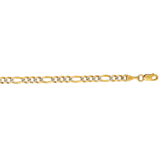 Royal Chain 14K Gold 3.65mm White Pave Figaro Chain PAVE100