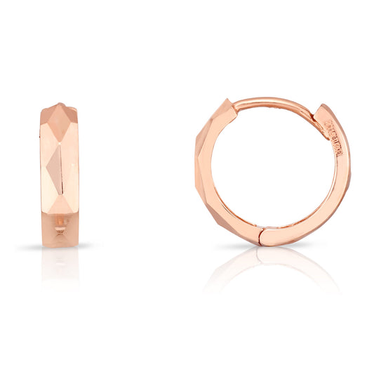 Royal Chain 14K Gold Faceted Huggie Earrings ER11429